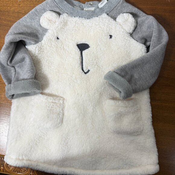 Baby GAP Other - Baby Gap Girls Cozy Bear Fleece Shift Dress, Ivory Frost, 6-12 MOS